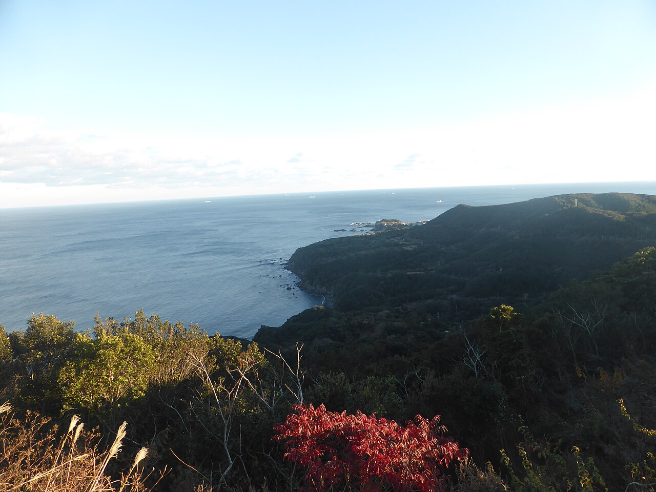 パールロード鳥羽展望台から眺めた海岸の岬と太平洋。撮影時の景観